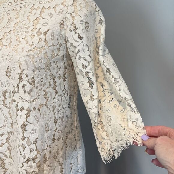 Joie Elvia Cream Lace 3/4 Sleeve Top Size XS - Picture 4 of 13